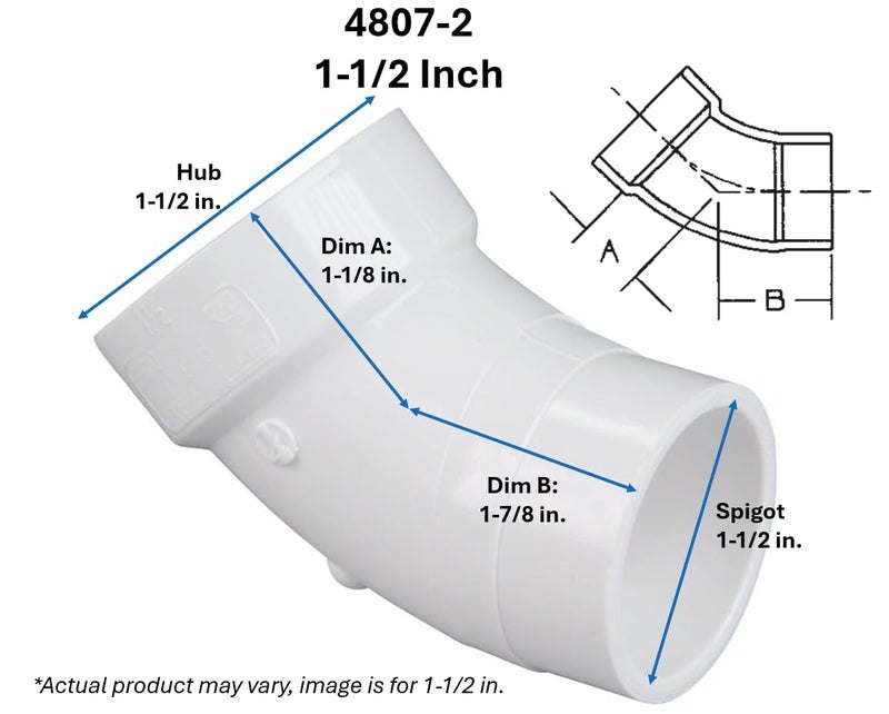 NIBCO U48062 11/2 SPGXH 45 STREET ELBOW PVC - Image 2